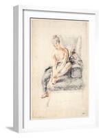 Young Woman, Nude, Holding One Foot in Her Hands, 1716-18-Jean-Antoine Watteau-Framed Giclee Print