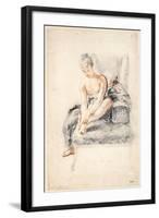 Young Woman, Nude, Holding One Foot in Her Hands, 1716-18-Jean-Antoine Watteau-Framed Giclee Print