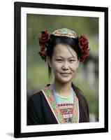 Young Woman of Yao Minority Mountain Tribe in Traditional Costume, Guangxi Province, China-Angelo Cavalli-Framed Photographic Print