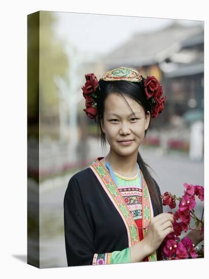 Young Woman of Yao Minority Mountain Tribe in Traditional Costume, Guangxi Province, China-Angelo Cavalli-Stretched Canvas