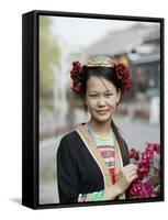 Young Woman of Yao Minority Mountain Tribe in Traditional Costume, Guangxi Province, China-Angelo Cavalli-Framed Stretched Canvas