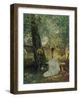 Young Woman on a Garden Bench, 1870s-Konstantin Jegor Makovskij-Framed Giclee Print