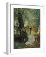 Young Woman on a Garden Bench, 1870s-Konstantin Jegor Makovskij-Framed Giclee Print