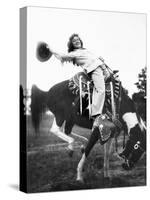 Young Woman on Phony Pony, Ca. 1940-null-Stretched Canvas