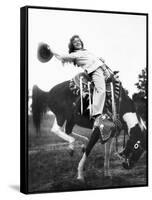 Young Woman on Phony Pony, Ca. 1940-null-Framed Stretched Canvas