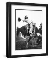 Young Woman on Phony Pony, Ca. 1940-null-Framed Premium Photographic Print
