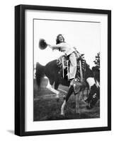 Young Woman on Phony Pony, Ca. 1940-null-Framed Photographic Print