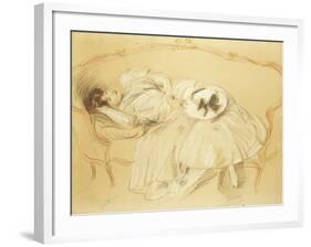 Young Woman on the Sofa; Jeune Femme Au Divan-Paul Cesar Helleu-Framed Giclee Print