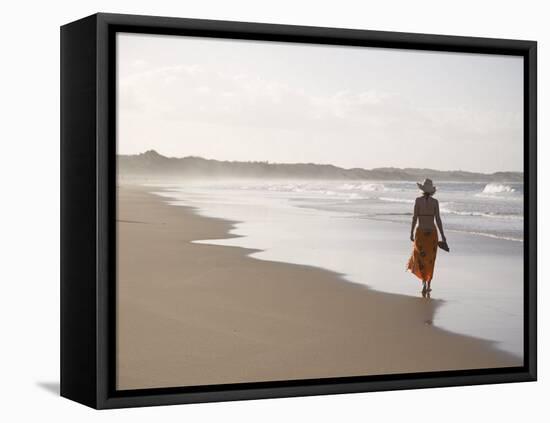 Young Woman on Tofo Beach Near Inhambane in Southern Mozambique-Julian Love-Framed Stretched Canvas