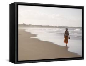 Young Woman on Tofo Beach Near Inhambane in Southern Mozambique-Julian Love-Framed Stretched Canvas