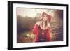 Young Woman Outdoors Wearing a Red Hat-Sabine Rosch-Framed Photographic Print