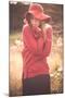 Young Woman Outdoors Wearing a Red Hat-Sabine Rosch-Mounted Photographic Print