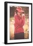 Young Woman Outdoors Wearing a Red Hat-Sabine Rosch-Framed Photographic Print