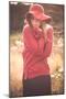 Young Woman Outdoors Wearing a Red Hat-Sabine Rosch-Mounted Photographic Print