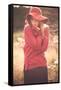 Young Woman Outdoors Wearing a Red Hat-Sabine Rosch-Framed Stretched Canvas