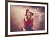 Young Woman Outdoors Wearing a Red Hat-Sabine Rosch-Framed Photographic Print