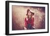 Young Woman Outdoors Wearing a Red Hat-Sabine Rosch-Framed Photographic Print