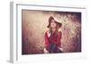 Young Woman Outdoors Wearing a Red Hat-Sabine Rosch-Framed Photographic Print