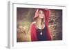 Young Woman Outdoors Wearing a Red Hat-Sabine Rosch-Framed Photographic Print