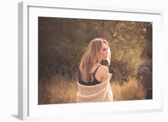 Young Woman Outdoors Wearing a Shawl-Sabine Rosch-Framed Photographic Print