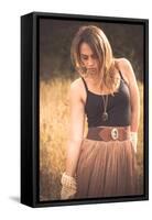 Young Woman Outdoors Wearing a Shawl-Sabine Rosch-Framed Stretched Canvas