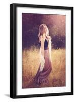 Young Woman Outdoors Wearing a Shawl-Sabine Rosch-Framed Photographic Print