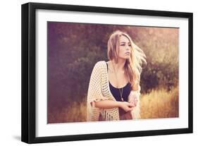 Young Woman Outdoors Wearing a Shawl-Sabine Rosch-Framed Photographic Print