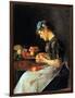 Young Woman Peeling Apples-Isidor Kaufmann-Framed Art Print