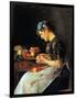 Young Woman Peeling Apples-Isidor Kaufmann-Framed Art Print