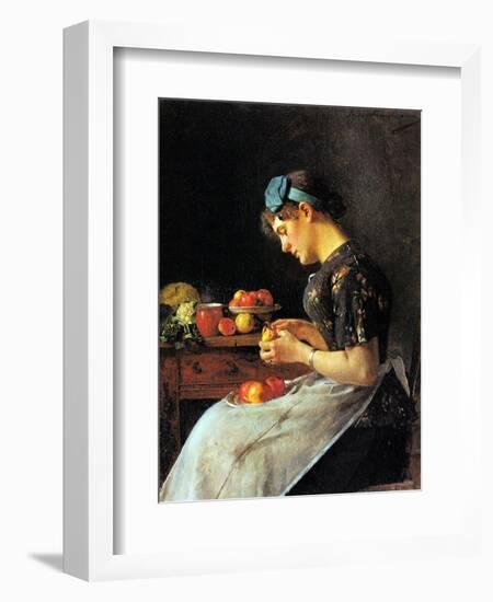 Young Woman Peeling Apples-Isidor Kaufmann-Framed Art Print