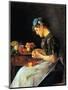 Young Woman Peeling Apples-Isidor Kaufmann-Mounted Art Print