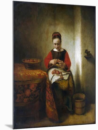 Young Woman Peeling Apples-Nicholaes Maes-Mounted Giclee Print