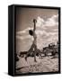 Young Woman Playing Ball on Beach-Philip Gendreau-Framed Stretched Canvas
