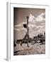 Young Woman Playing Ball on Beach-Philip Gendreau-Framed Photographic Print