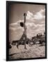 Young Woman Playing Ball on Beach-Philip Gendreau-Framed Photographic Print