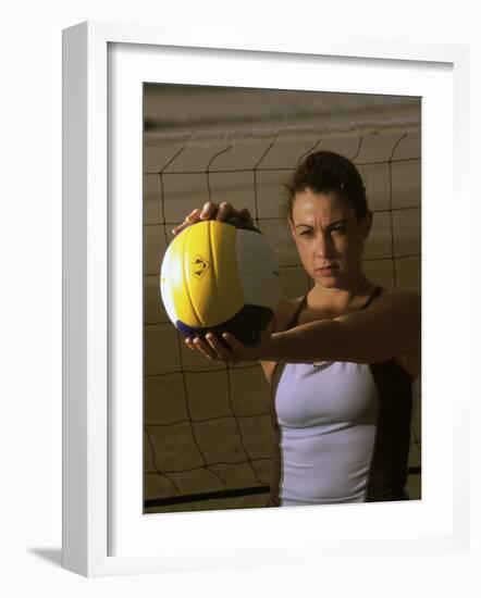 Young Woman Playing Beach Volleyball-null-Framed Photographic Print