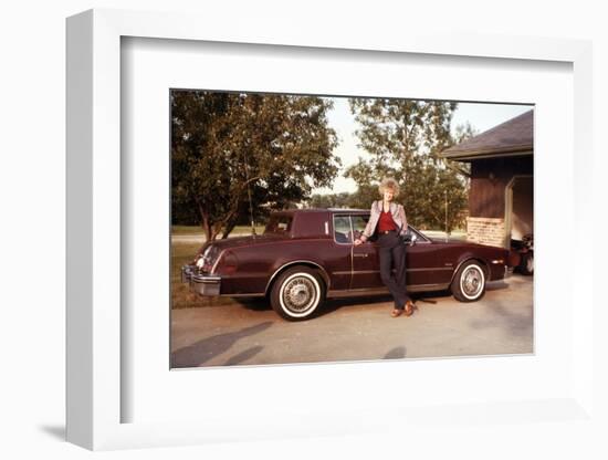 Young Woman Pose with Her New Car, Ca. 1974-null-Framed Photographic Print