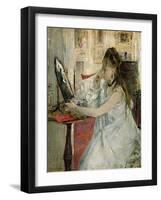 Young Woman Powdering Her Face, 1877-Berthe Morisot-Framed Giclee Print