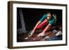 Young Woman Practicing Rock-Climbing on a Rock Wall Indoors-NejroN Photo-Framed Photographic Print