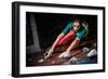 Young Woman Practicing Rock-Climbing on a Rock Wall Indoors-NejroN Photo-Framed Photographic Print