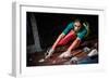 Young Woman Practicing Rock-Climbing on a Rock Wall Indoors-NejroN Photo-Framed Photographic Print