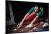 Young Woman Practicing Rock-Climbing on a Rock Wall Indoors-NejroN Photo-Mounted Photographic Print