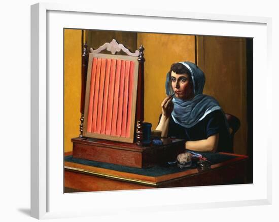 Young Woman Putting on Lipstick; Jeune Femme Se Mettant Du Rouge a Levres, 1925-Félix Vallotton-Framed Giclee Print