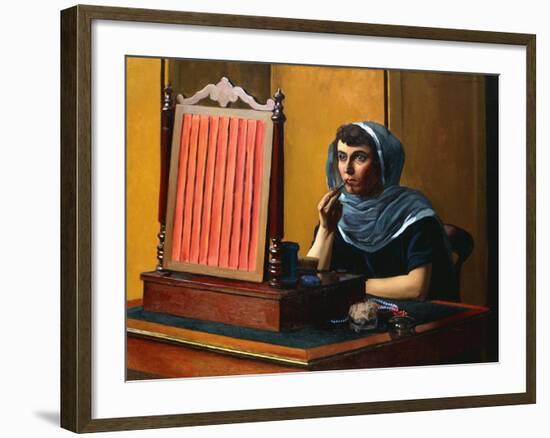 Young Woman Putting on Lipstick; Jeune Femme Se Mettant Du Rouge a Levres, 1925-Félix Vallotton-Framed Giclee Print