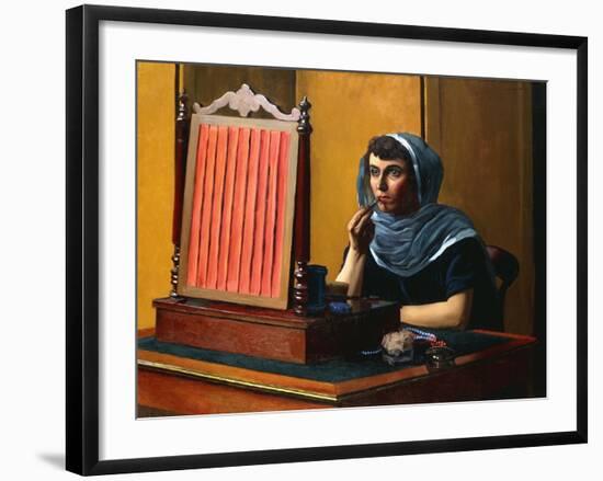 Young Woman Putting on Lipstick; Jeune Femme Se Mettant Du Rouge a Levres, 1925-Félix Vallotton-Framed Giclee Print