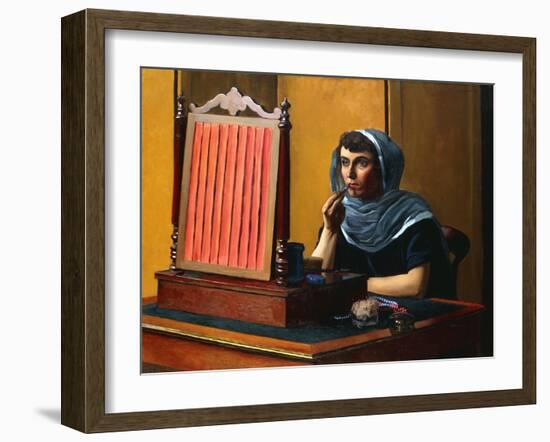 Young Woman Putting on Lipstick; Jeune Femme Se Mettant Du Rouge a Levres, 1925-Félix Vallotton-Framed Premium Giclee Print