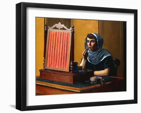 Young Woman Putting on Lipstick; Jeune Femme Se Mettant Du Rouge a Levres, 1925-Félix Vallotton-Framed Premium Giclee Print