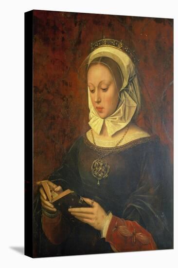 Young Woman Reading a Book of Hours-Ambrosius Benson-Stretched Canvas