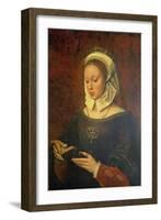 Young Woman Reading a Book of Hours-Ambrosius Benson-Framed Giclee Print