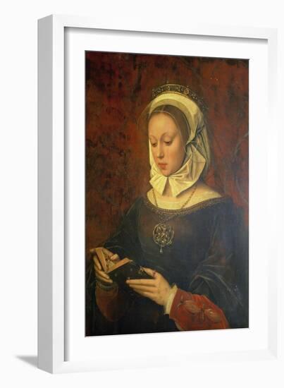 Young Woman Reading a Book of Hours-Ambrosius Benson-Framed Giclee Print